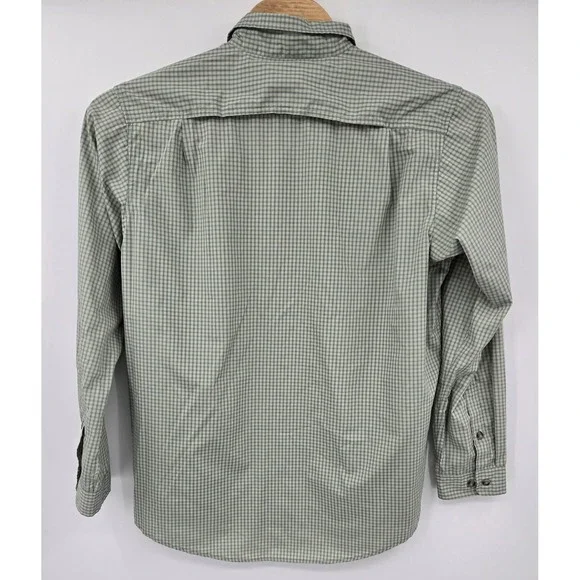 ExOfficio Shirt Mens XL Green Gingham Check Botton Up Vented Hiking Outdoor - Picture 3 of 10